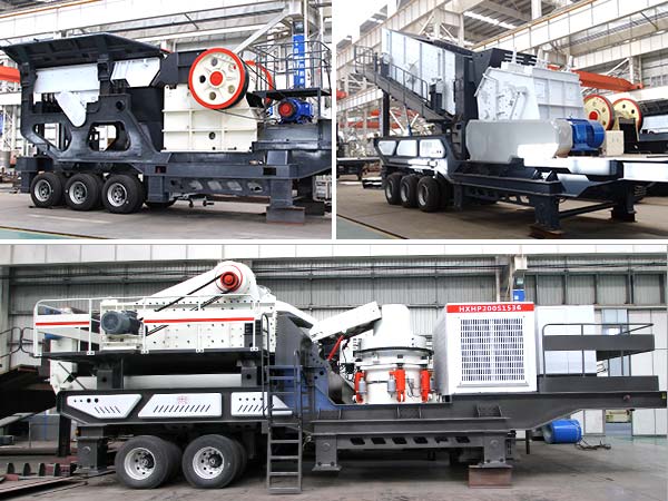 配顎破、反擊破、圓錐破的移動破碎機(jī)