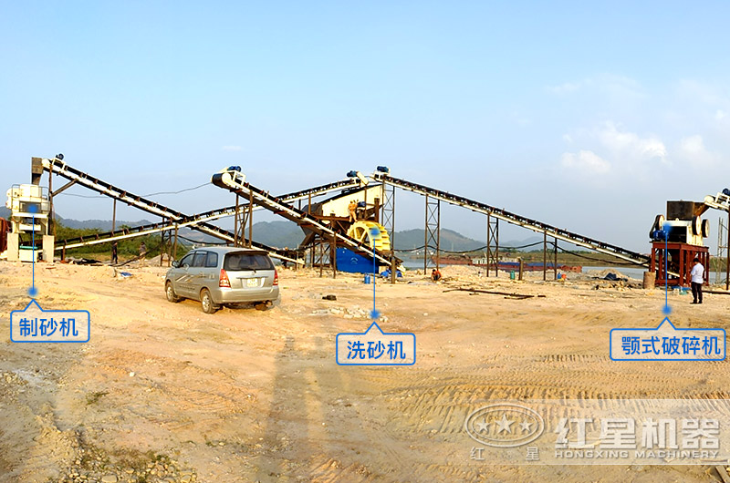 a方案現(xiàn)場(chǎng)設(shè)備，鵝卵石制沙、洗洗沙